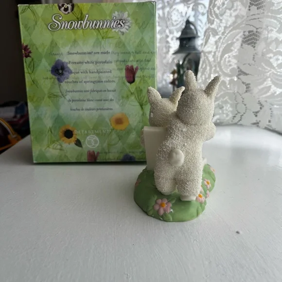 Snowbunnies Figurine with Cream and Green Accents - Picture 2 of 2